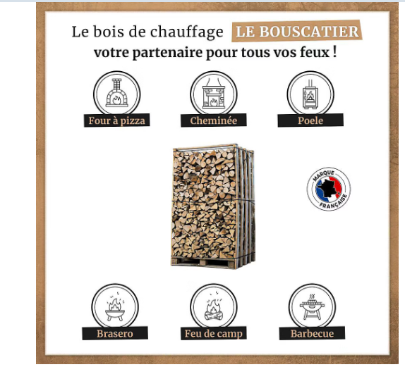 Box 3 stères 30cm bois de chauffage sec - palette de bois coupé fendu de 2,1m3 chêne / hêtre : chataigniers