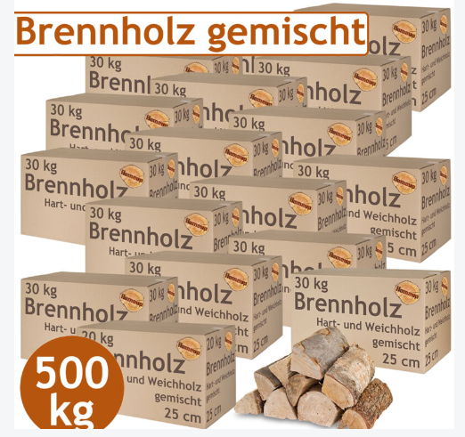 Bois de chauffage Mixte 5 - 500 kg Hêtre Chêne Bouleau Pin Epicéa Bol à feu Bois pour poêles et cheminées Gril 25 cm Chambre séchés flameup