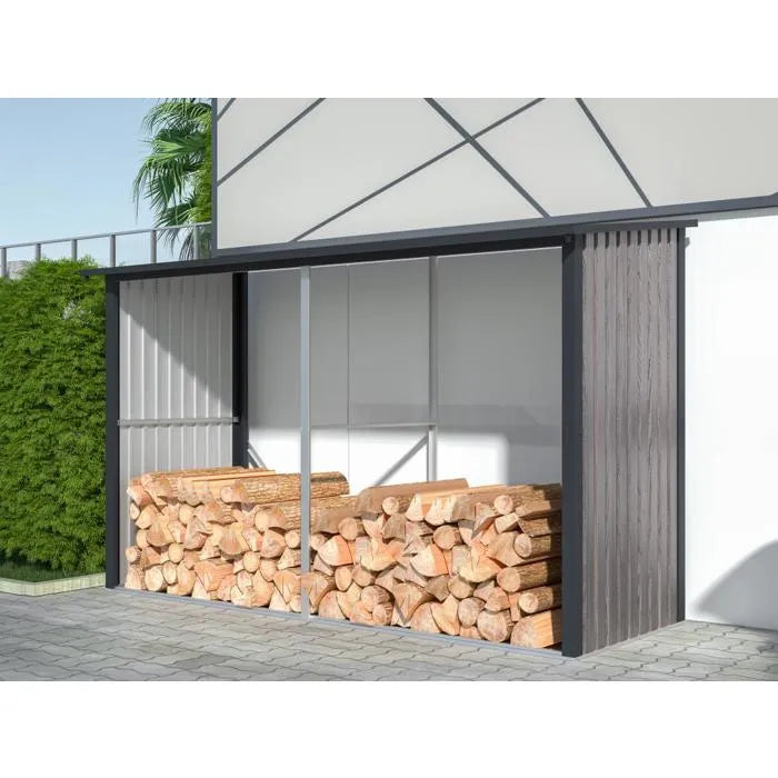 VENTE-UNIQUE Abri bûches métal en acier galvanisé effet bois 5,78 m3