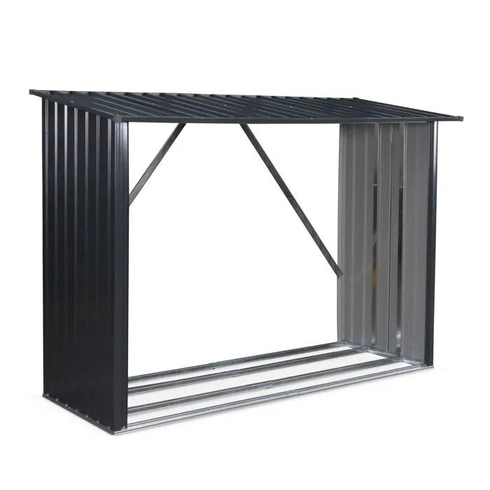 SWEEEK Bûcher en métal de 80 x 215 x 155 cm. gris anthracite