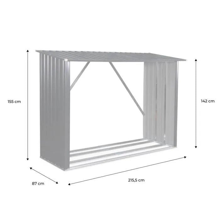 SWEEEK Bûcher en métal de 80 x 215 x 155 cm. gris anthracite