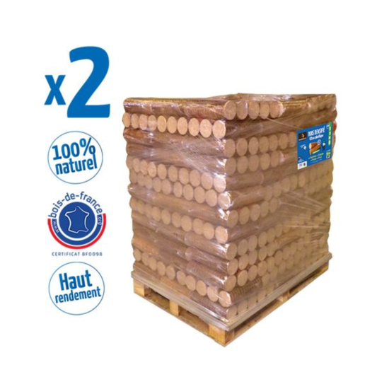 Bûches compressées - 2 palettes de 104 packs de 5 bûches - WOODSTOCK